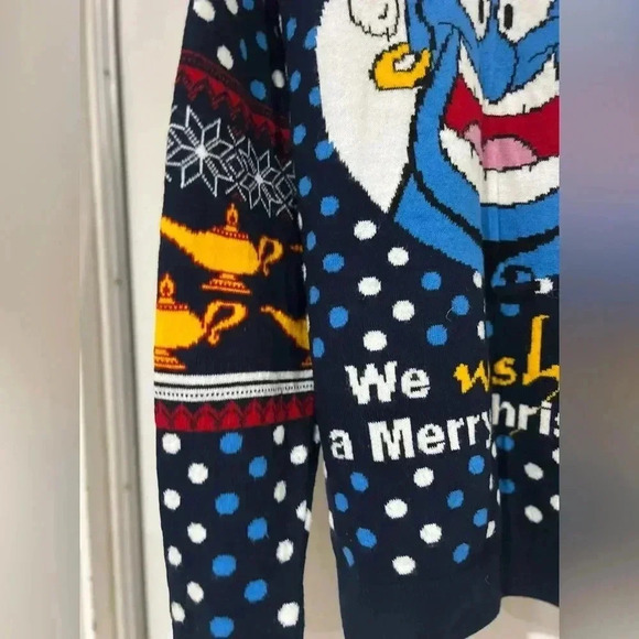 Aladdin Genie Christmas sweater jumper Xmas by Merchoid Size L like new - Picture 2 of 7